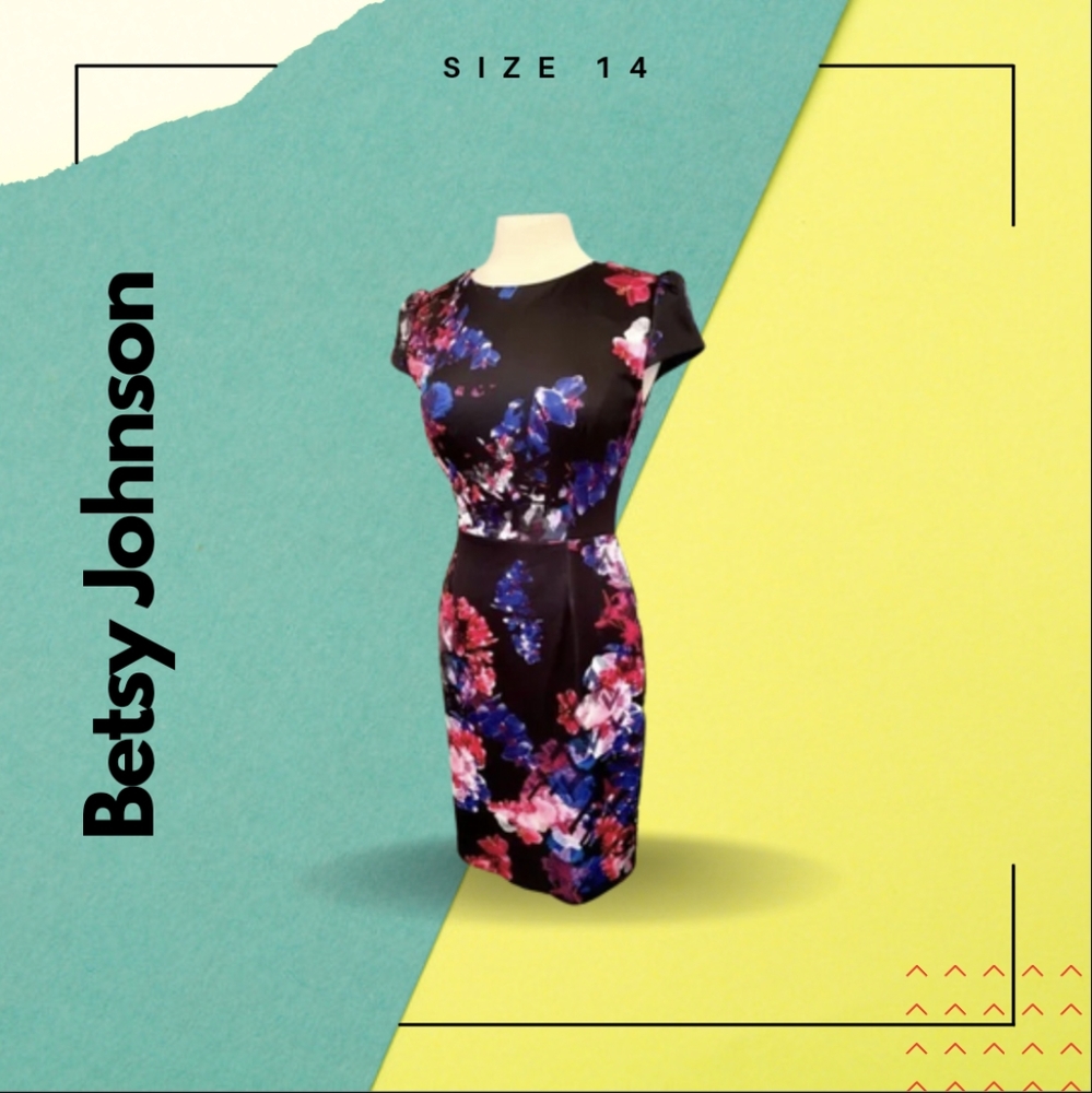 Betsey Johnson Floral BodyCon - Sz 14    Short Sleeve Cocktail Dress